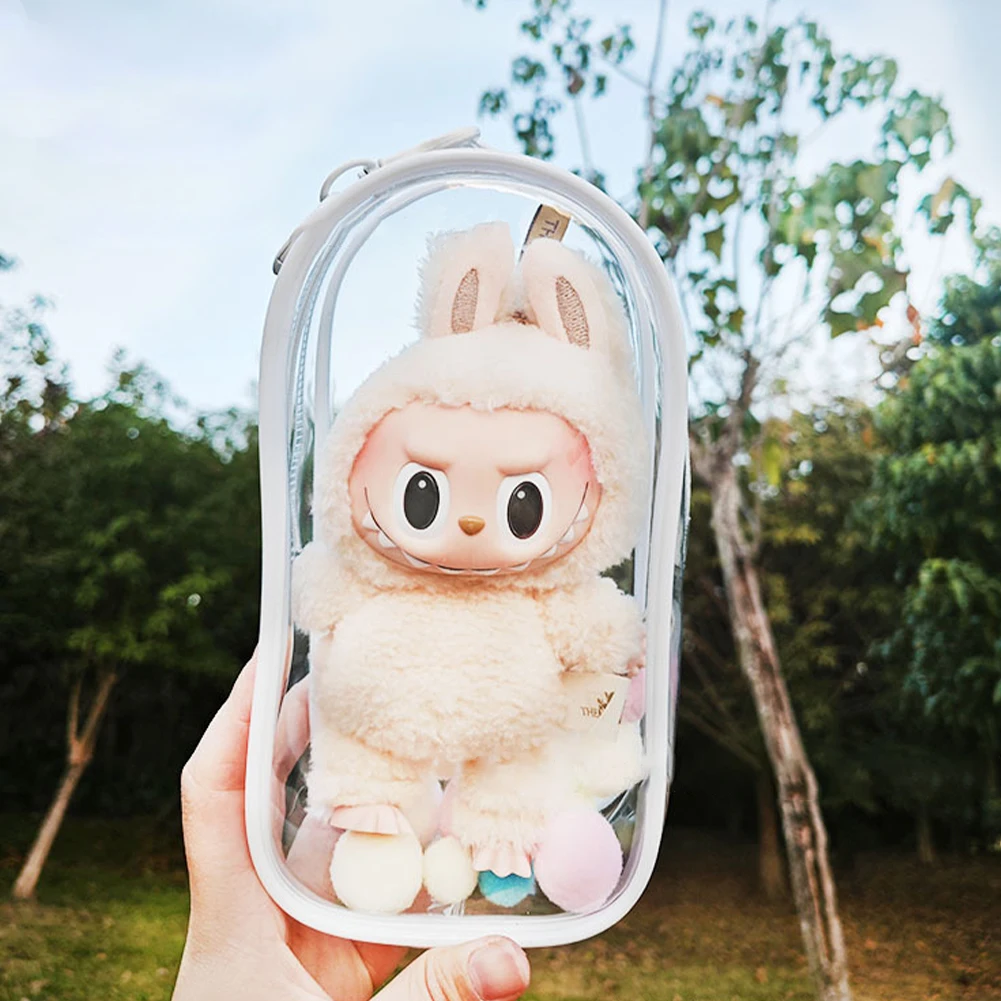 19*10cm Transparent Mystery Box Storage Case Anime Ornaments Mystery Box Organizer Box Plush Dolls Display Bag With Keychain