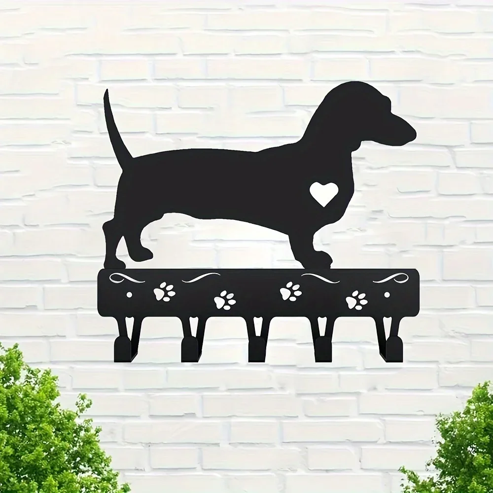 Wall-Mounted Iron Crafts Key Rack and Dog Leash Hanger - 9-Inch Wide Metal Wall Art Hook for Hanging Keys and Leashes 4