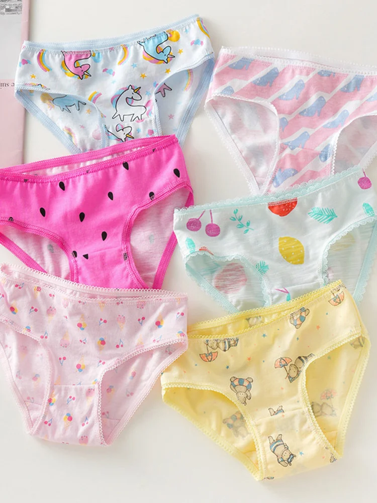 100% Cotton Panties Sets Girls Kids Short Briefs Children Underwear Child Cartoon Shorts Underpants Lace Panties Cute 2025 New 4