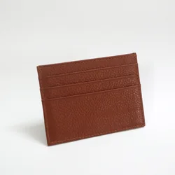Personalized Leather Card Holder with Custom Initials - Slim Monogram Wallet Gift (Brown 1)