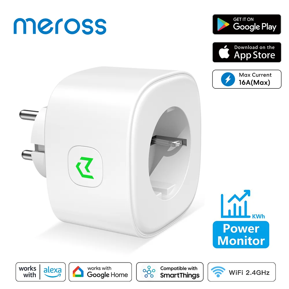 

Meross EU 16A Smart Plug Wifi Smart Socket Energy Monitor Outlet Timing Function Works With Alexa Google Assistant SmartThings.