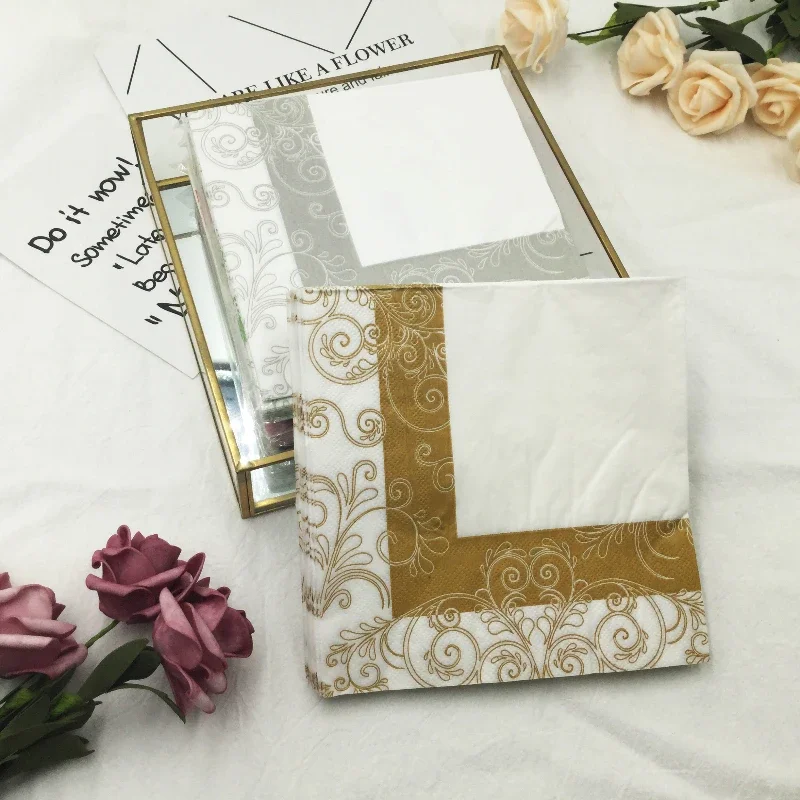 European Lace Colourful Printed Napkins Hotel Wedding Party Folding Paper Napkin Mouthcloths 20pcs Pac 2 Ply 33cm Two Colours