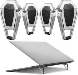 Compact Aluminum Foldable Laptop Keyboard Stand - Adjustable, Lightweight, and Portable Cooling Riser (2 Pcs - Silver)