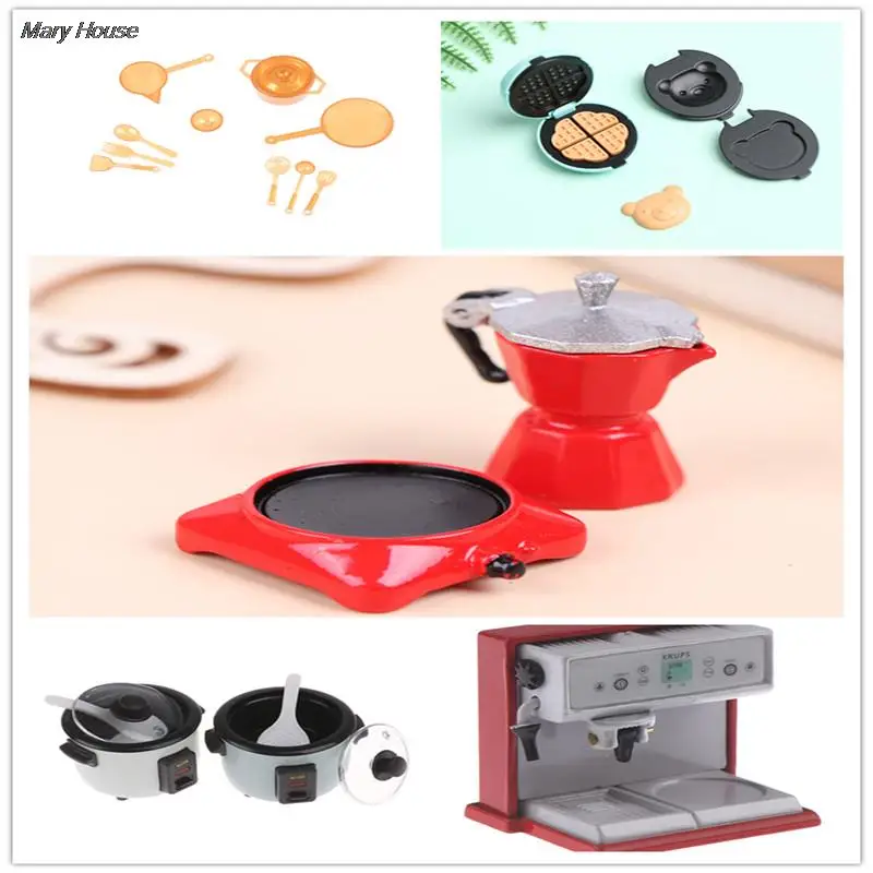 

1/12 Scale Dollhouse Miniature Metal Kitchen Coffee Machine Pretend Play Cooking Toy Accessories