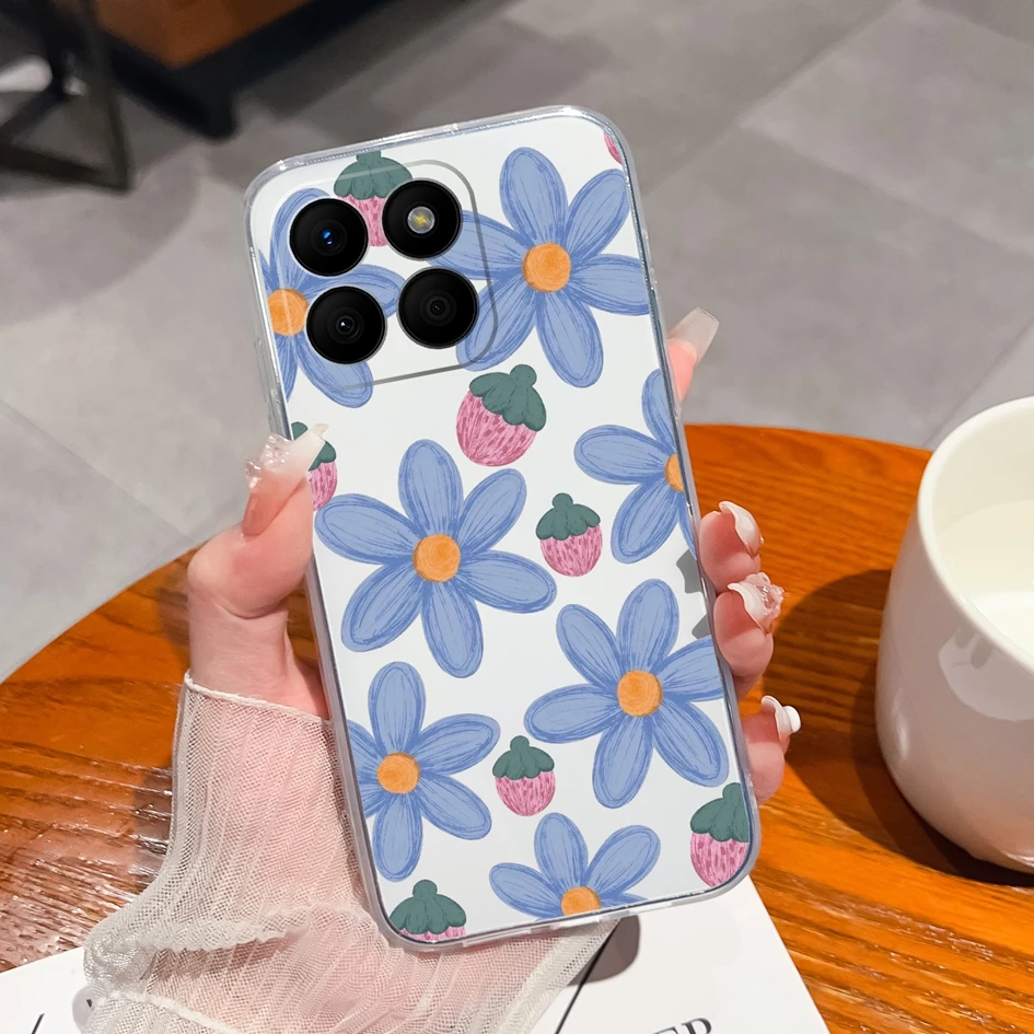 Clear TPU Silicone Soft Protective Case with Pretty Butterfly Bear Design for 6.75-Inch Smartphones