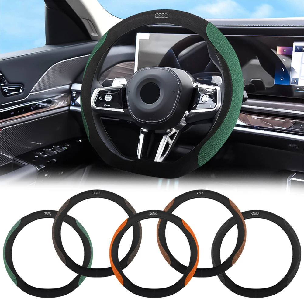 Volante In Pelle Scamosciata Per Auto Summer Sweat-Absorbin Antiscivolo Per Audi A1 A3 A4 A5 A6 A7 A8 Q2 Q3 Q5 Q7 Tt S Line S3 S4 S5 S6 R8 Rs