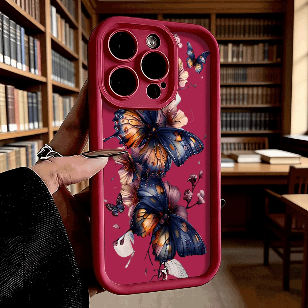 Elegant Watercolor Butterfly Flower Art Soft Shockproof Phone Case - Anti-Fall Protective Back Cover