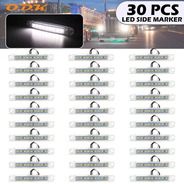 30pcs 12V 24V 9 LED Rear Side Marker Brake Turn Signal Indicator Lamp Warning Light Clearance Car Bus UTE Trailer Truck Lorry