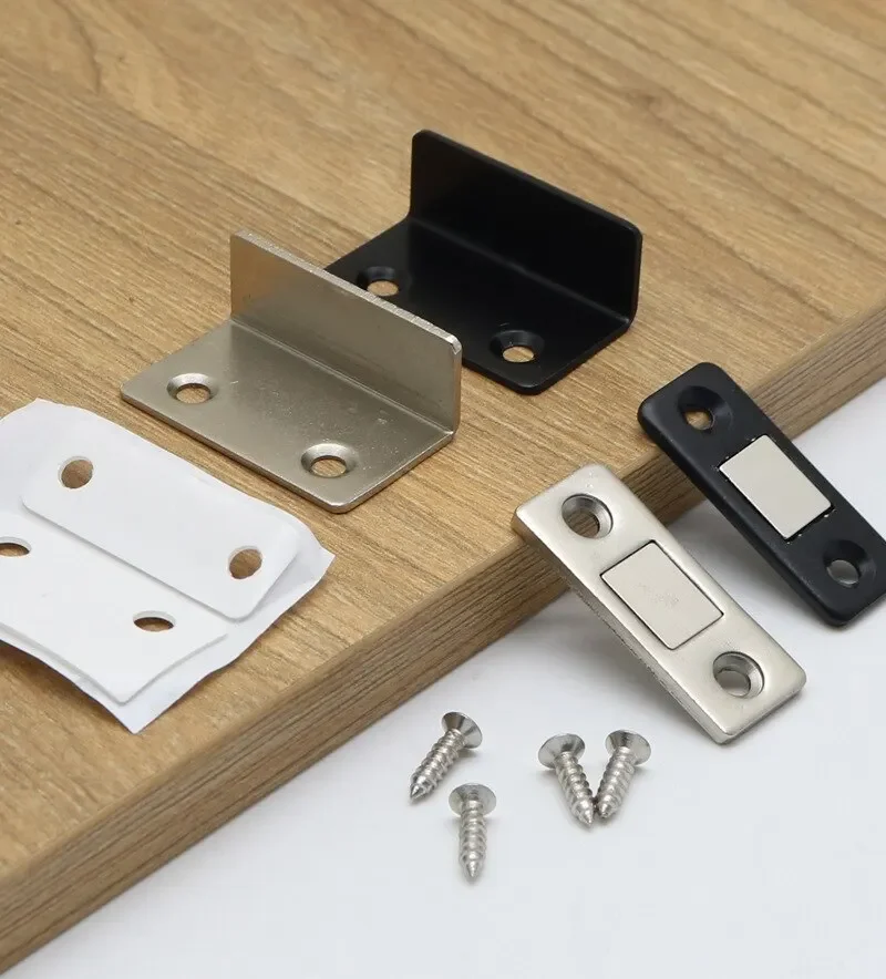 Thin Latch Cupboard L Type Door Closer Cabinet Catches Door Stopper Furniture Fittings Magnetic Kitchen Accessories magnetic cabinet catches door closer magnetic cabinet latches door catches cabinet door latch cabinet door stop door stops cabinet door buffer