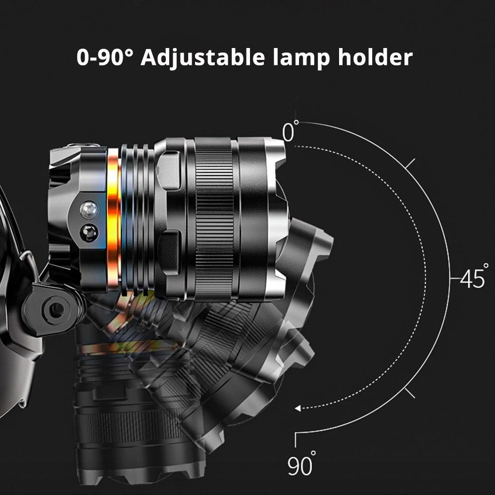 Super Bright XHP50 LED Headlamp Waterproof Headlight Rechargeable Fishing Adventure Camping Lights Illumination 500 Meters Led Headlamp