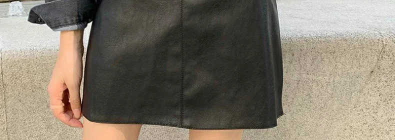 Vintage Pu Miniröcke für Mutterschaft Herbst Winter Mode heiße elastische Taille eine Linie Kleidung für schwangere Frauen Schwangerschaft Jugend – Detail 38