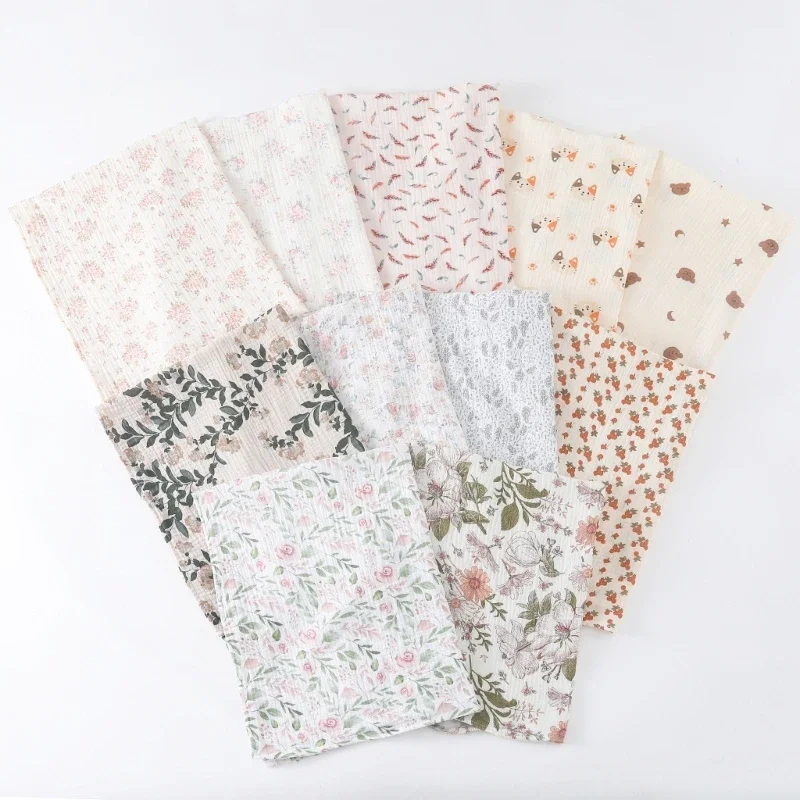 Baby Cotton Muslin Swaddle Blanket Floral/Animal Print Stroller Blanket Infant Diaper Newborn Receiving