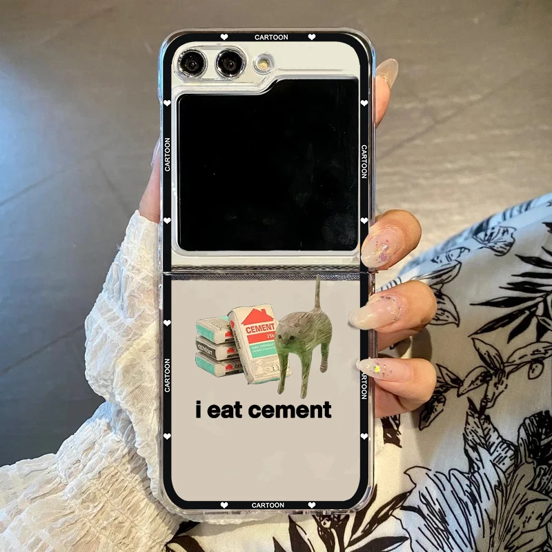 Funny Cartoon Cat Wake Up Act Silly Meme Phone Case - Cute Hard PC Folding Cover