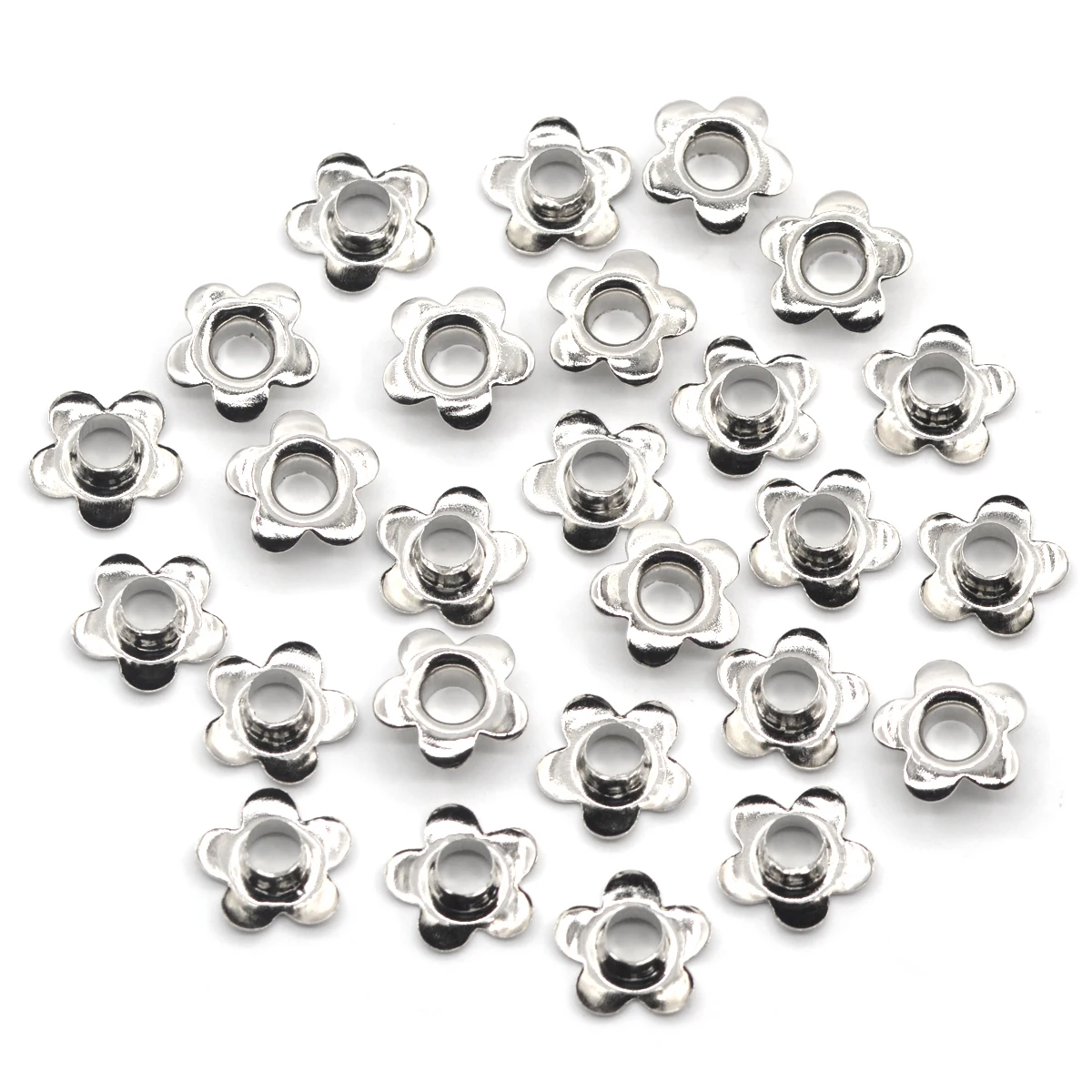 Eyelet Grommet Ring Eyelet Grommet Ring Kit Grommet Eyelet Kit KALASO 100sets Silver Color 5mm Flower Shape Grommet Eyelet Washer Fit Leather Craft Shoes Belt Cap DIY Accessories
