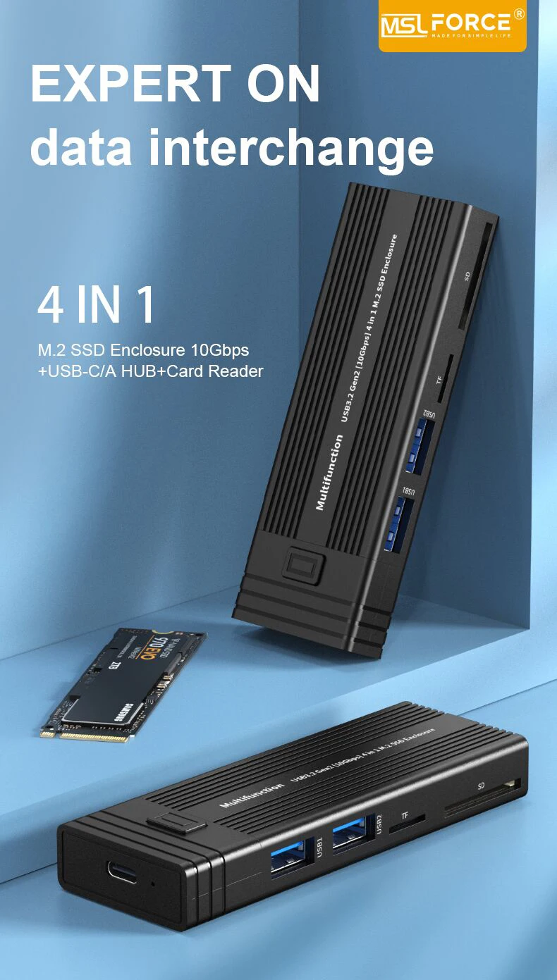 TF com Gabinete SSD Nvme M.2, 10Gbps,