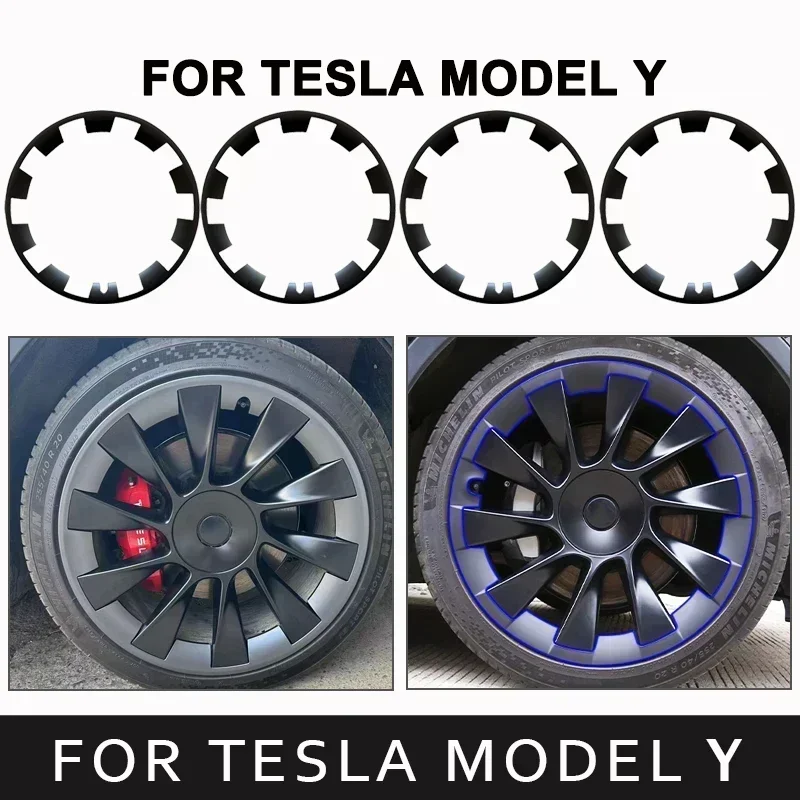 20 Inches Wheels ABS Rim Guard Rim Car Hubcap Cover Protection Hubcap Patch Scratch Proof Hub Cap Decals for Tesla Model Y