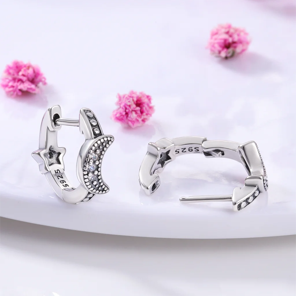 2022 Charm Double Hoop Earrings 925 Silver Fit Original Brand Charms Diy Fine Jewelry Gift For Women Fine Earring Making
