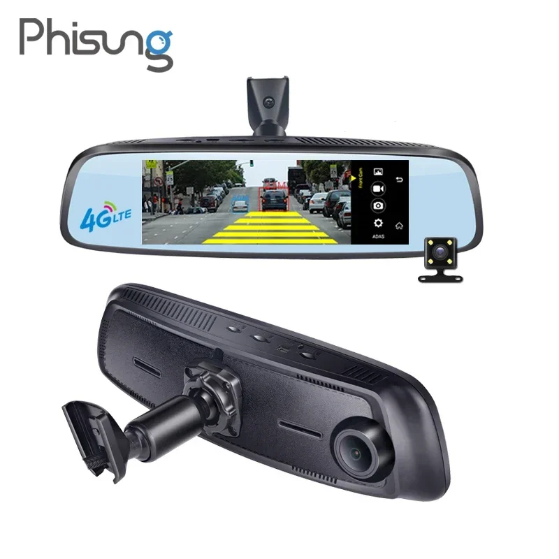 Phisung E09 7.84" 4G Special bracket Car Camera Mirror Android GPS DVR with two cameras WIFI dash cam ADAS Remote Video Recorder