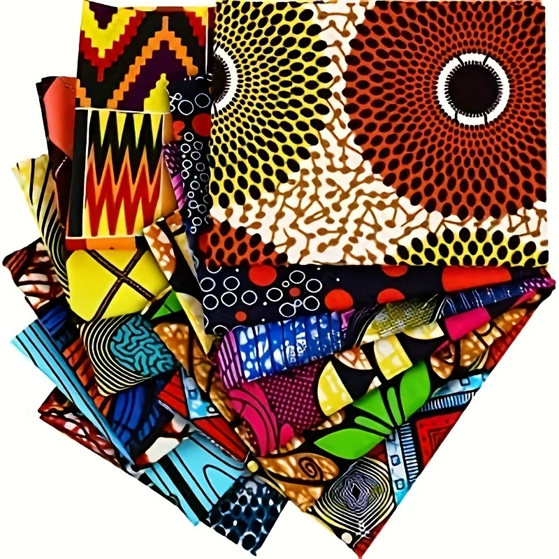 8PCS 50 * 40cm/19.7 * 15.7in new African wax fabric DIY handmade patchwork fabric group polyester digital printed