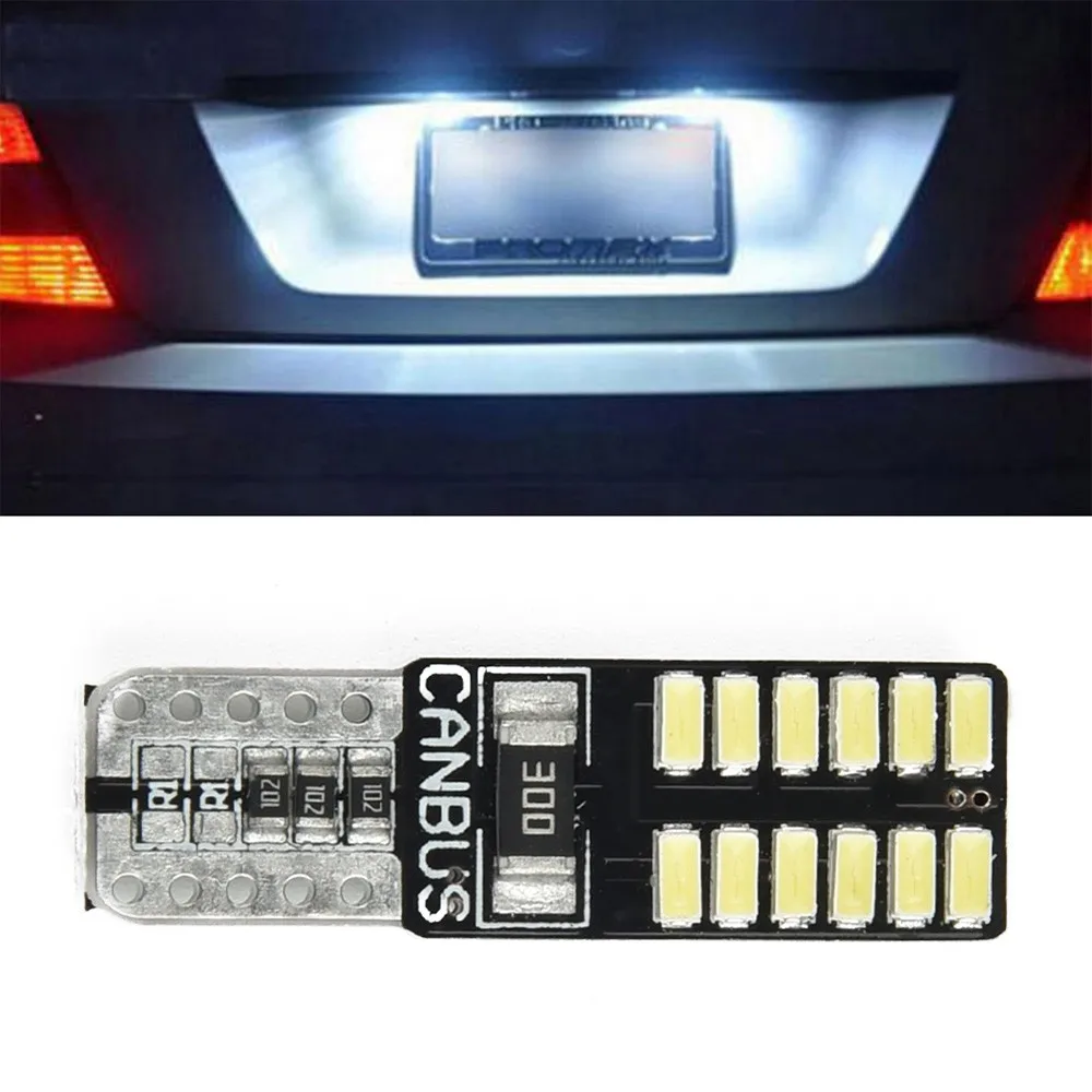 10pcs 194 W5W T10-3014-24SMD LED Canbus Error Free Car License Plate Lights Car Light Bulbs Interior Reading Lights