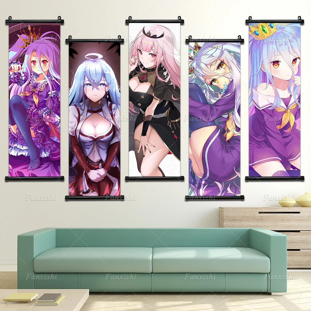 

Scroll Hanging Painting Shiro Anime Poster Cute Kawaii Girls Wall Art Print Canvas Pictures for Living Room Home Decor Cuadros