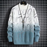Harajuku Sweater Men's Y2K Knitted Letter Printing Sweater Men's Wool Pullover Men's Retro Knitted Color Block Tops 2