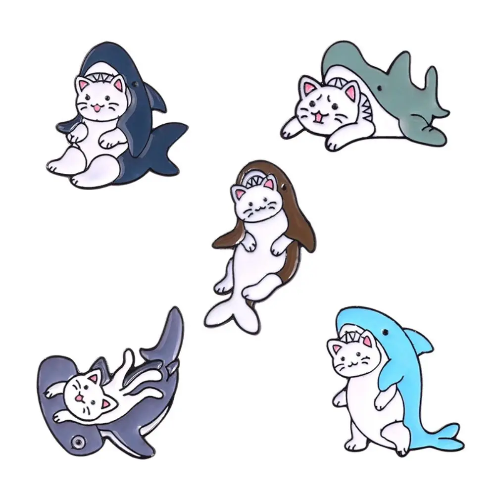Lega Sharks Cats Pin Sweet Cute Cat Shark Whale Beluga Whale Spille Badge Stile Coreano Shark Spille Accessori Per Borse