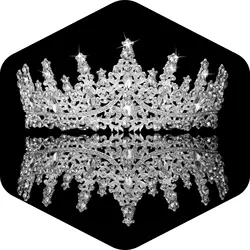 Elegant Rhinestone Gold Crown Women's Crystal Tiara - Bridal, Birthday, Prom & Party Hair Accessory (Silver)