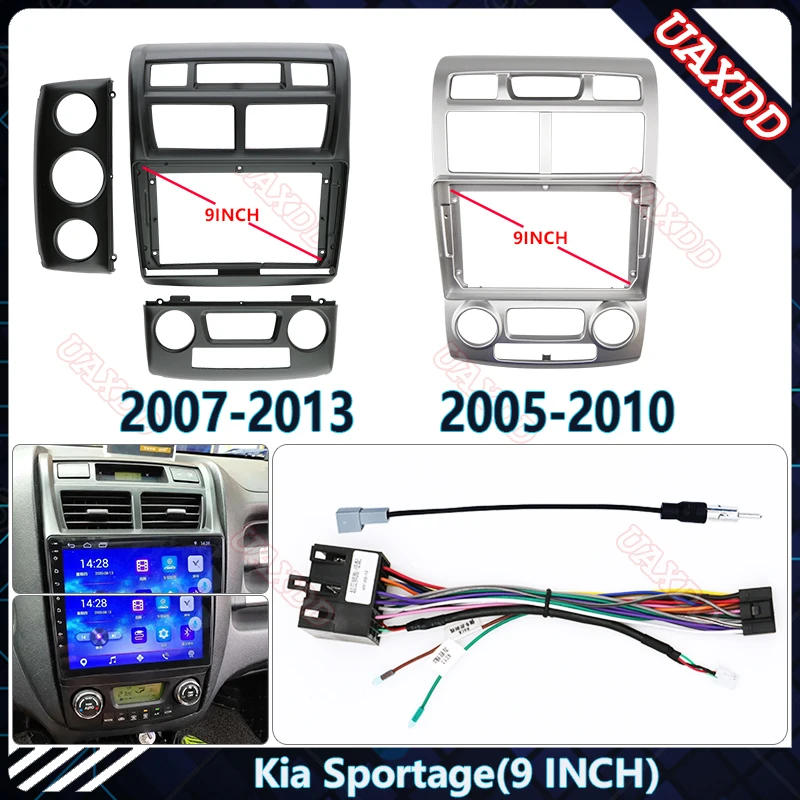 9-дюймовый автомобильный DVD-радиоприемник для Kia Sportage с ручным управлением, мультимедийный видеопроигрыватель с поддержкой MP5, Android, стерео, аудио-экран, кабели, жгут, рамка (art.: 3920c71c7716f) - 3920c71c7716f