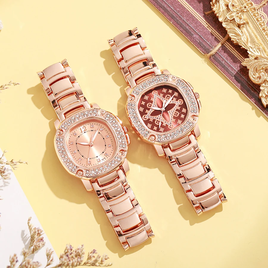 

Foreign trade luxury new diamond-studded steel band watches men and women lovers luminous quartz watches wholesale