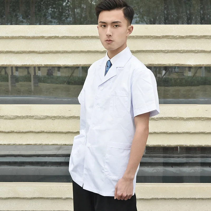 Doctor White Lab Coat for Men Unique Hospital Scientist School Fancy White Coat Professional Costume Coats Medical Uniforms