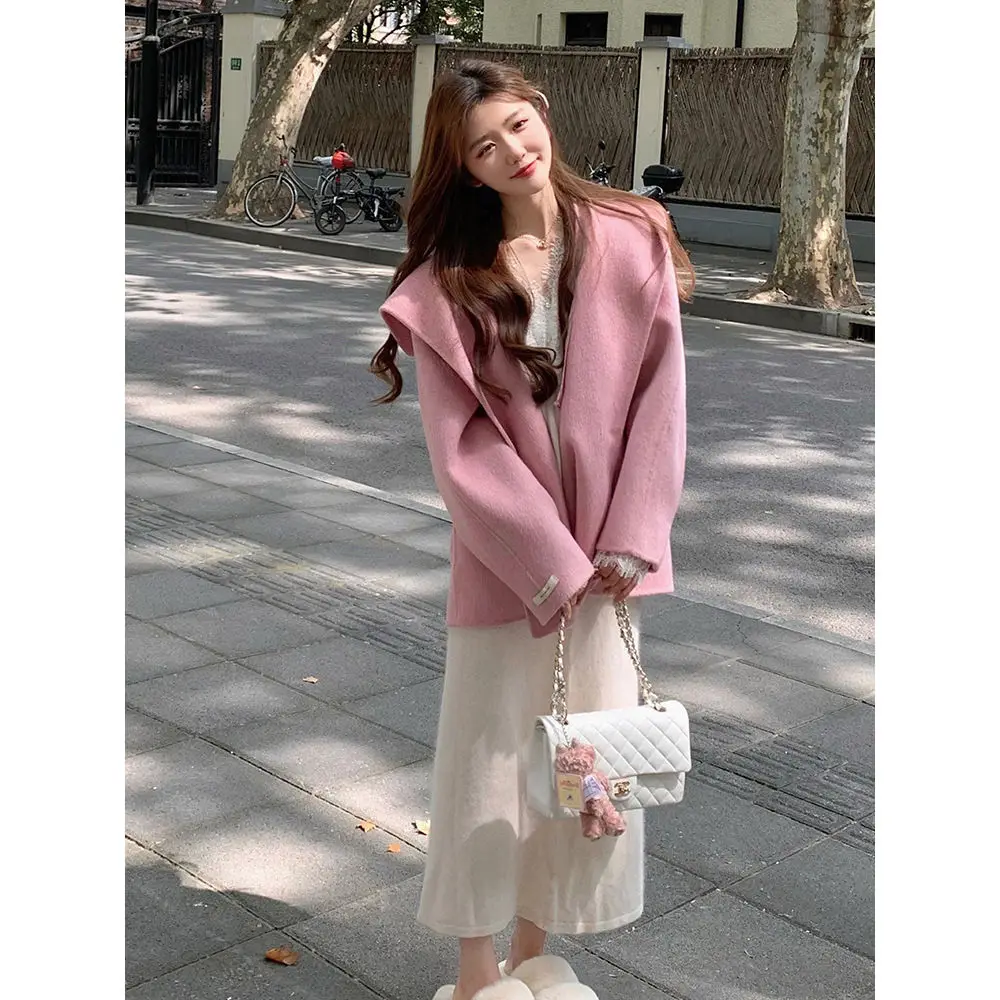 Autumn and Winter Hepburn Cashmere Overcoat Women's Clothes High-End Mild Korean Classic Style