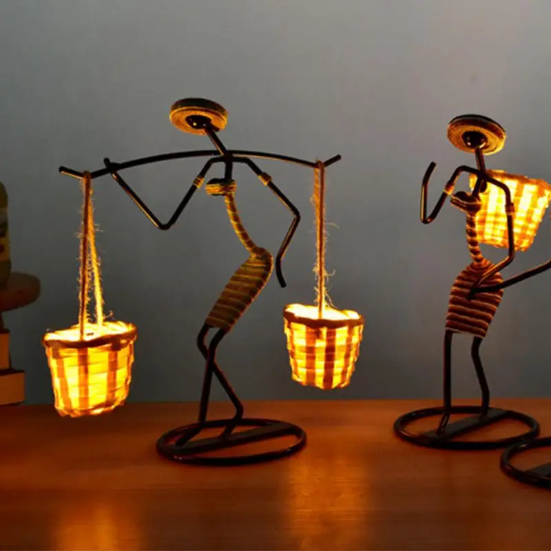 

LED Candle Lamp Stand Multi-functional Iron Figurine Elegant Candle Light Holder For Beside Tabletop Home Decorations