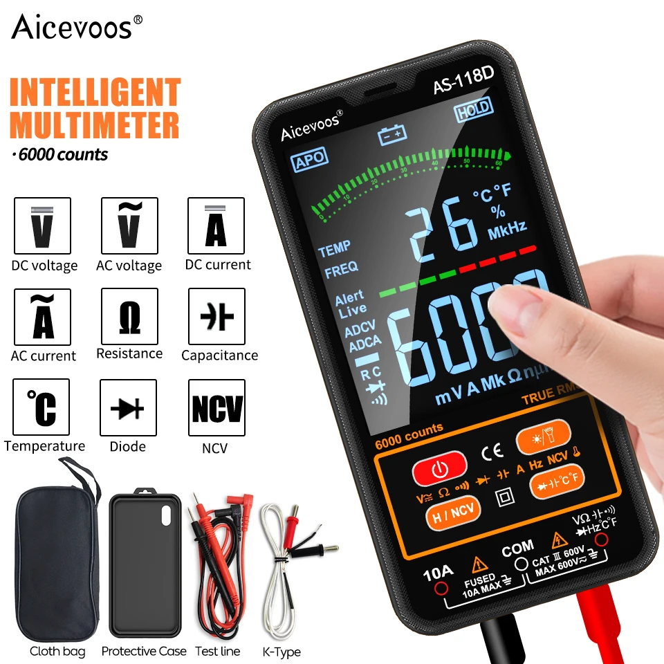 Slimme Digitale Multimeter Trms Auto Range Dc Ac Spanning Tester Ohm