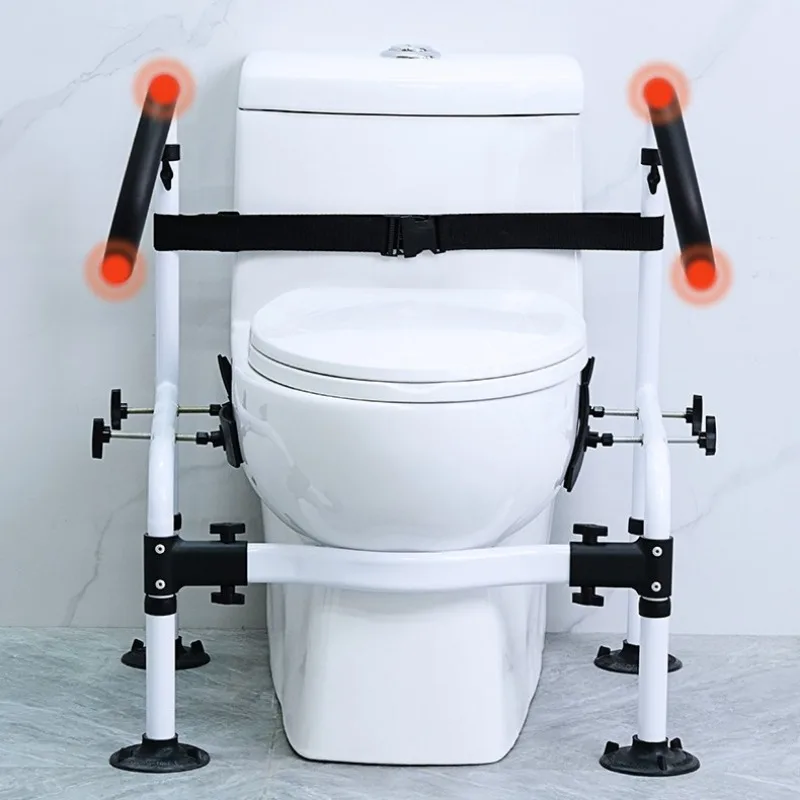 No-Drill Toilet Grab Bar Anti-Tripping Toilet Assist Stand Anti-Tip Adjustable Assist Bar Adjustable Support Rail