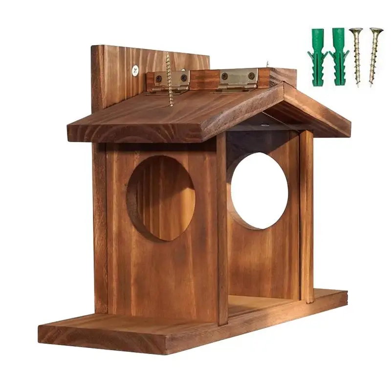 

Деревянная искусственная кормушка для белков и насекомых, милая подвесная кормушка для птиц, дом для открытого двора, патио, балкона, сада