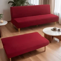 LANMOLIFE Armless Futon Sofa Bed Cover Solid Color Stretchable Folding Sofa Bed Covers Removable Cleaning Home Decor Living Room 1