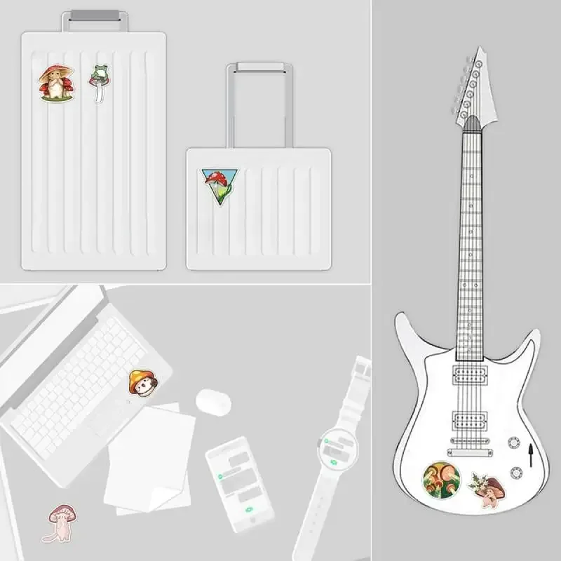 50pcs 귀여운 버섯 스티커 어린이를위한 비닐 방수 개구리 데칼 학생 십대 노트북 물병 스케이트 보드 전화 수하물