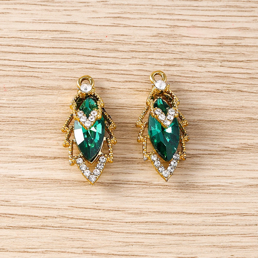 Tusember 10 Stück 13 x 26 mm bunte CZ-Kristall-Blatt-Anhänger für handgefertigte feine Halsketten, Ohrringe, Schmuckherstellung, Zubehör – Detail 3
