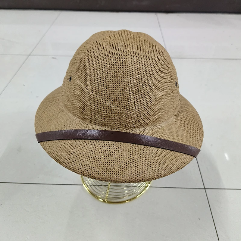 S44f05411a302465495b0ed7b18a3e3000 New Straw Helmet Pith Fedora Hats for Babies, Kids, Women, Men Vietnam War Army Sun Hat Dad Boater Bucket Hats Safari Jungle Miners Cap Mallzona