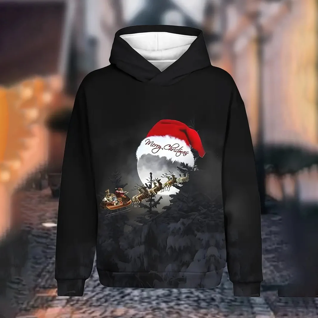 Sudadera con capucha navideña para hombre, con estampado 3D de