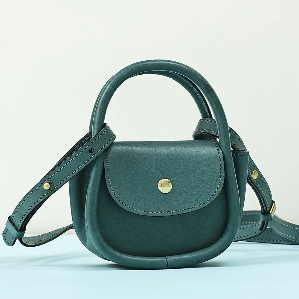 Full-grain Leather Single Shoulder Crossbody Small Bag Street Trend Small Cosmetic Bag Girl Lipstick Women Make Up portable bag