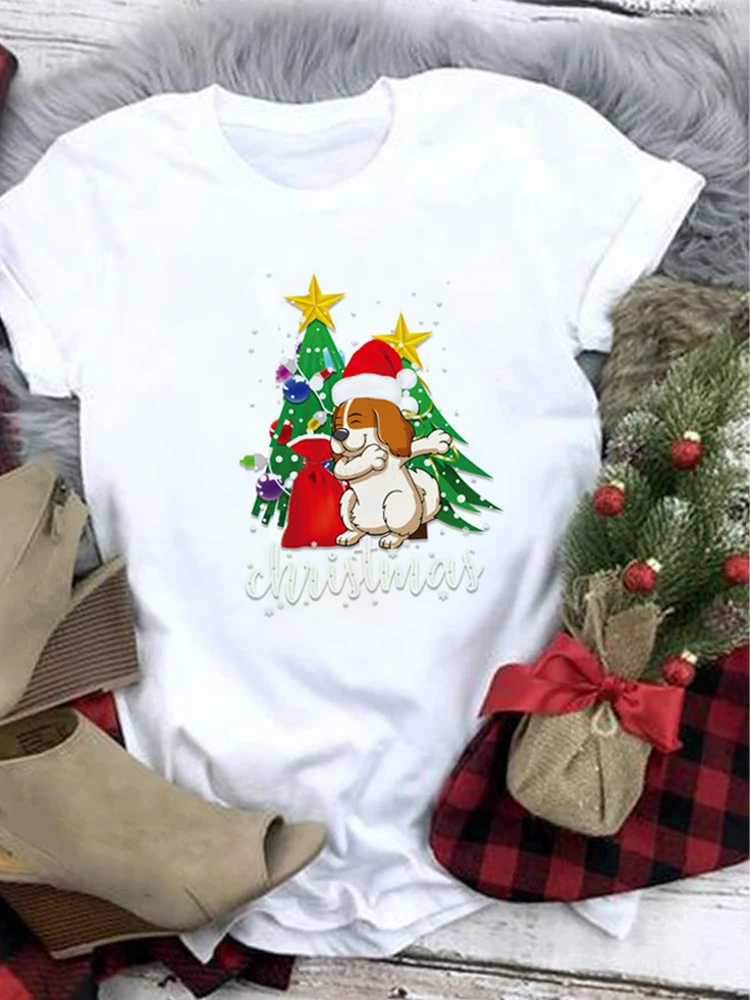 

Deer Face FunnyChristmas T Shirt Print Tees Short Sleeve Fashion Oversized T Shirt Funny Clothes Casual Harajuku Female Tees