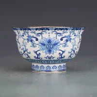Qianlong period blue and white porcelain bowl with lotus branches 2