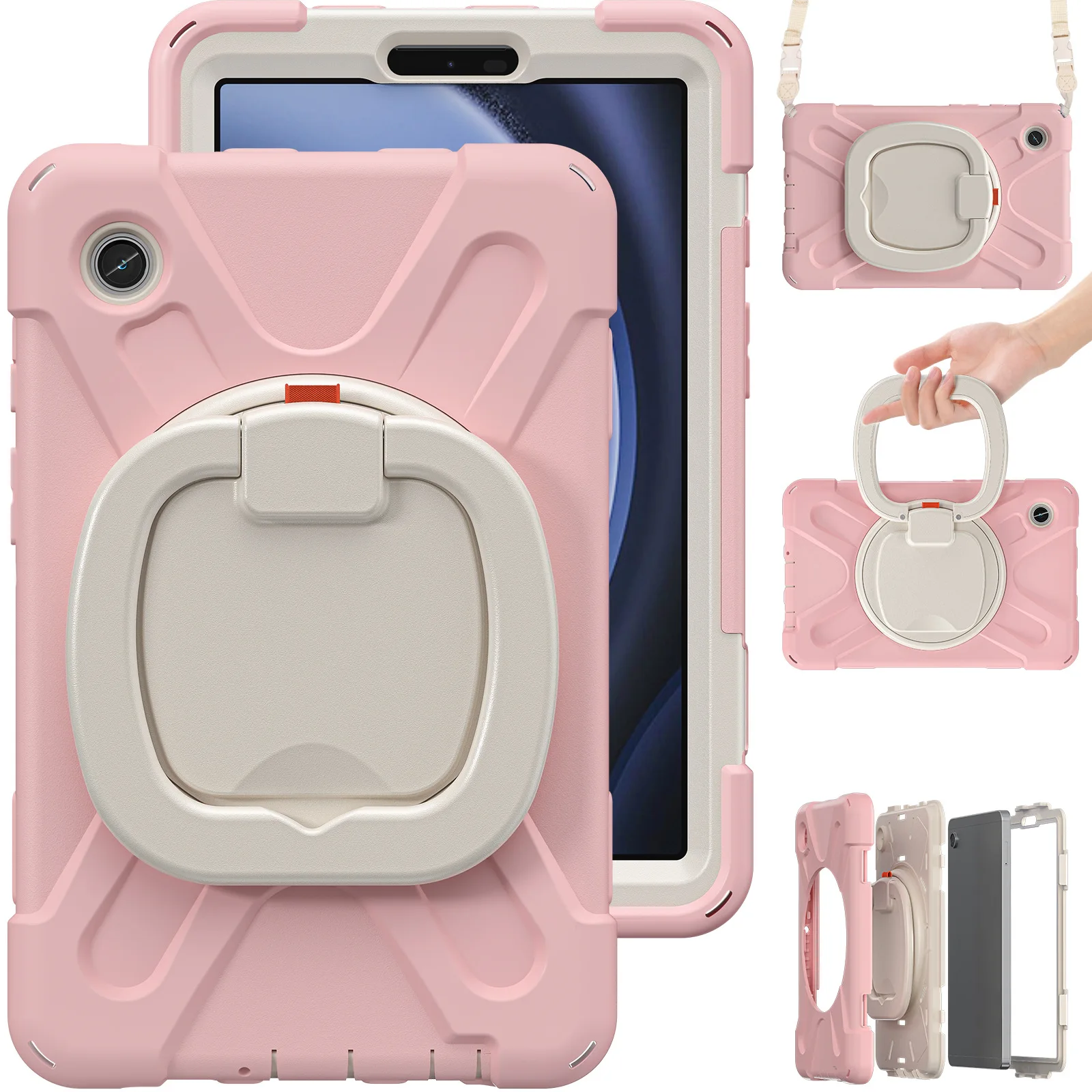 

For Samsung Galaxy Tab A9 8.7 Inch A9 Plus 11 Inch Case Rotation Armor Silicone For SM-X110/X115 SM-X210/X215/X216 Handle Case