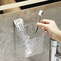 Punch-Free Toothpaste Holder Wall Mounted Makeup Brush Organizer Storage Rack Bathroom Storage Box Drain Box 2