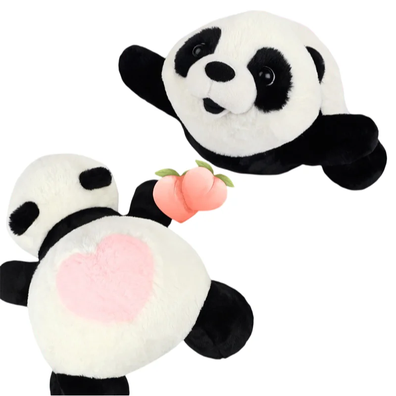 38/48CM Kawaii Creative Brown Black Panda With Peach Plush Toys Sofa Decoration Girls Birthday Halloween Christmas Gifts