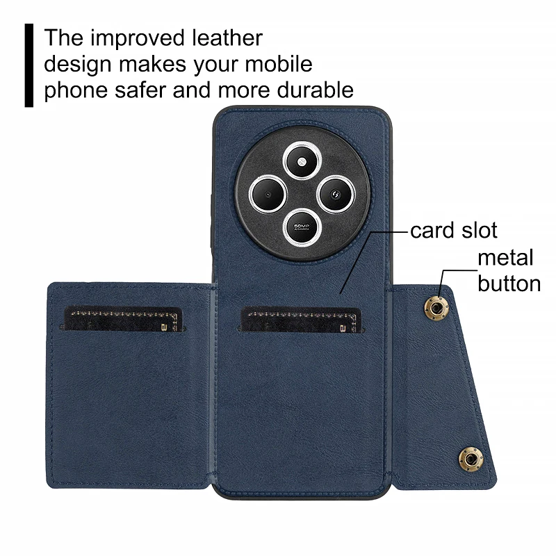 PU Leather Wallet Card Holder Case with Car Magnetic Back Cover - Universal Smartphone Cover
