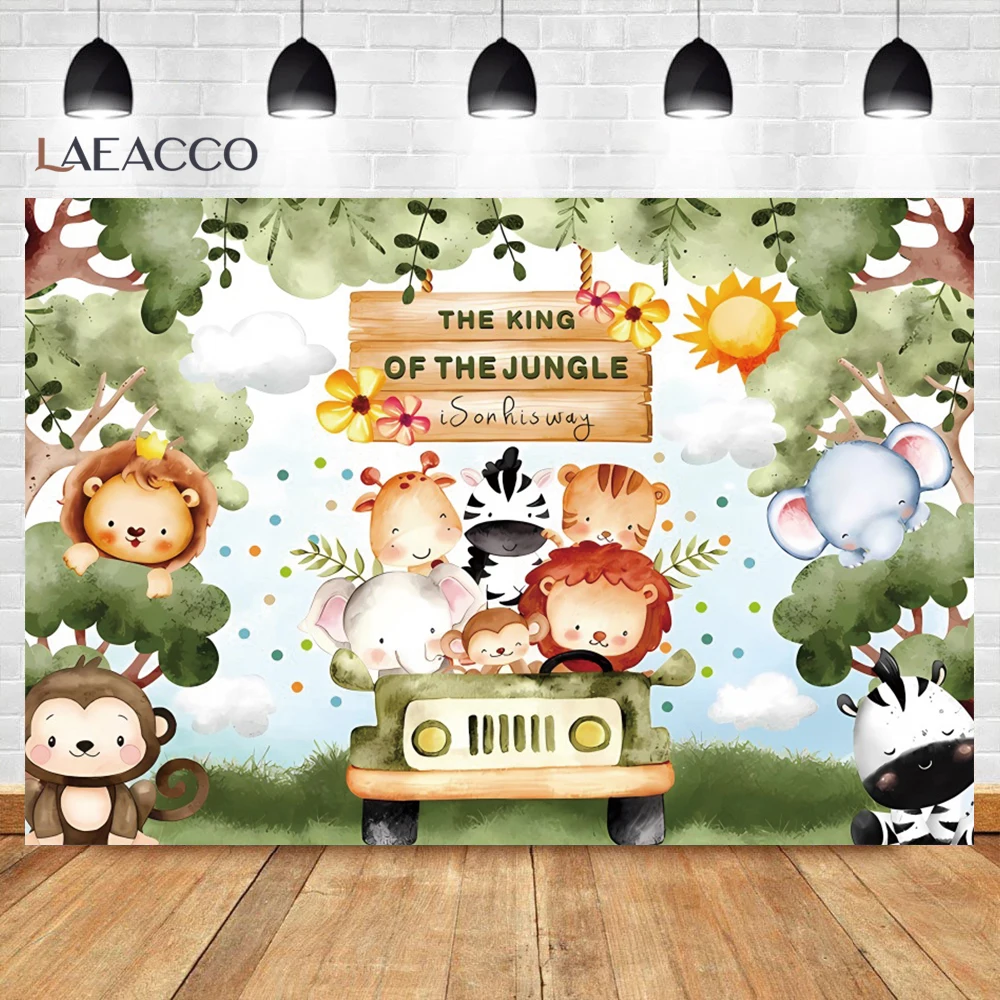 LFEEY Wild One Round Backdrop Cover 7.2 Ft Wild Animal Jungle Circle Backdrop Stand Cover Safari Animal Round Tropical Backdrop Photography For Birthday Party Baby Shower Polyester Fabric