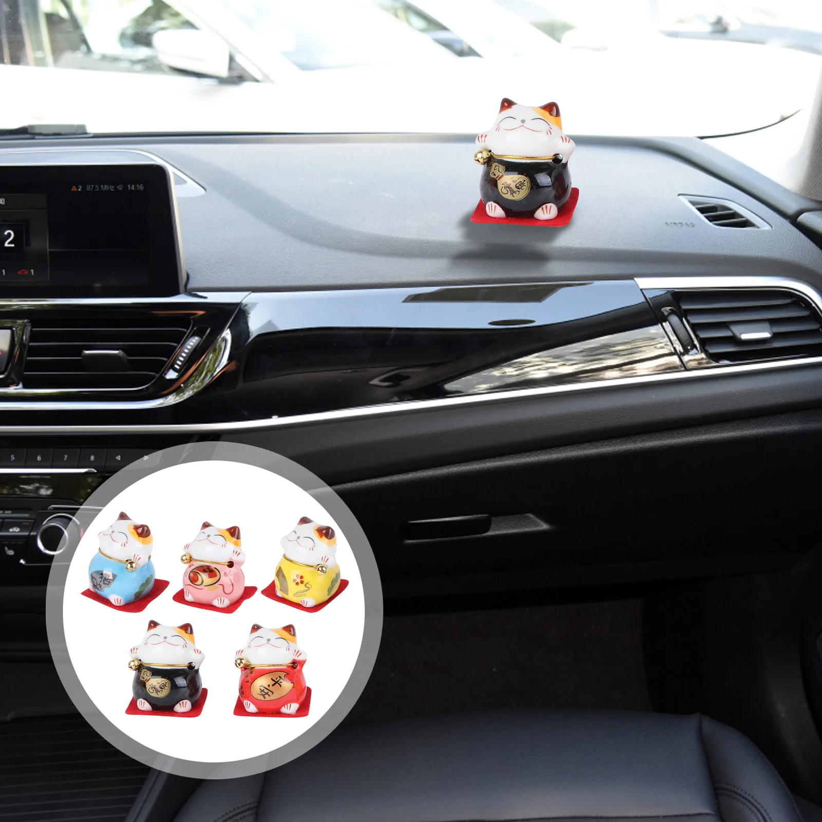 

5pcs Maneki Neko Cat, Waving Cat for Car Stores Home Ornaments, Decor